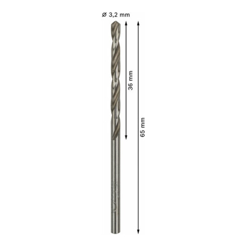 Bosch metaalboor HSS-G DIN 338 3,2 x 36 x 65 mm
