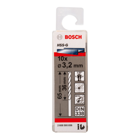 Bosch metaalboor HSS-G DIN 338 3,2 x 36 x 65 mm
