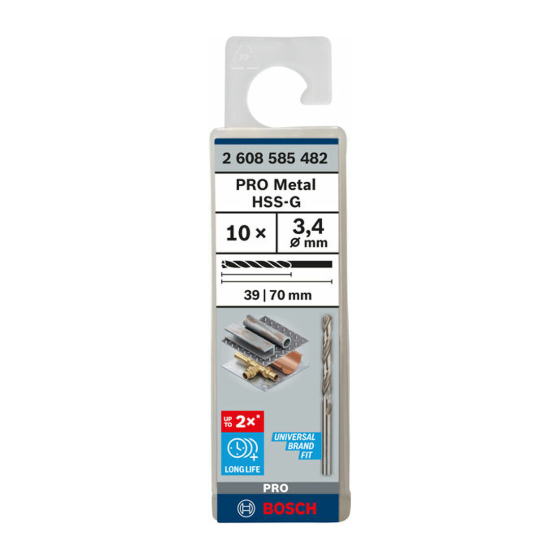 Bosch metaalboor HSS-G DIN 338 3,4 x 39 x 70 mm