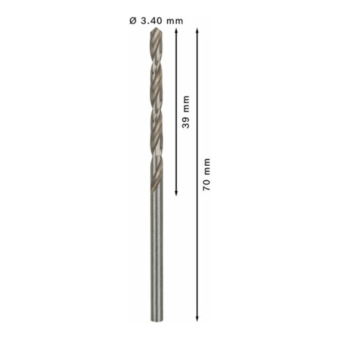 Bosch metaalboor HSS-G DIN 338 3,4 x 39 x 70 mm