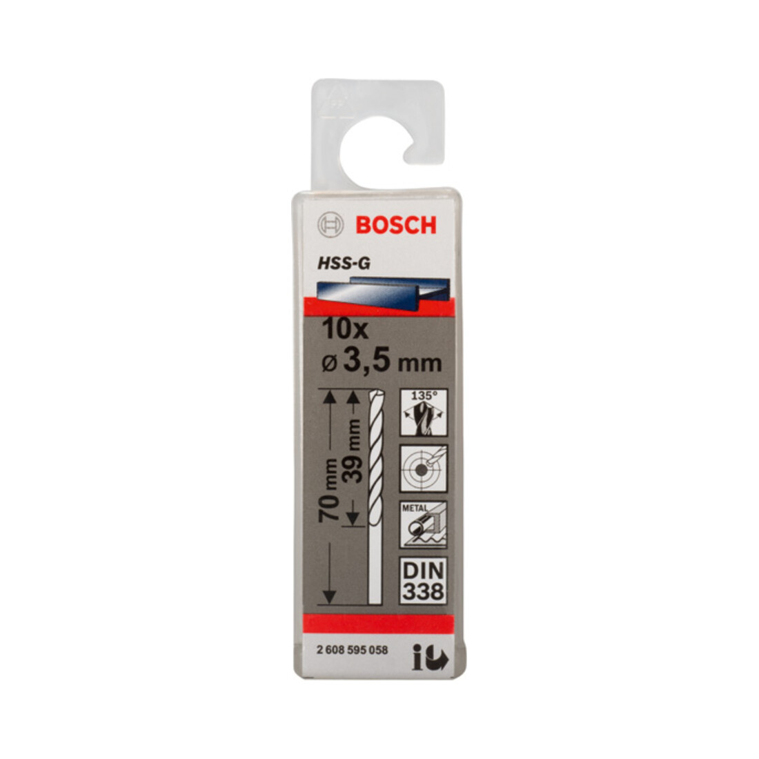 Bosch metaalboor HSS-G DIN 338 3,5 x 39 x 70 mm