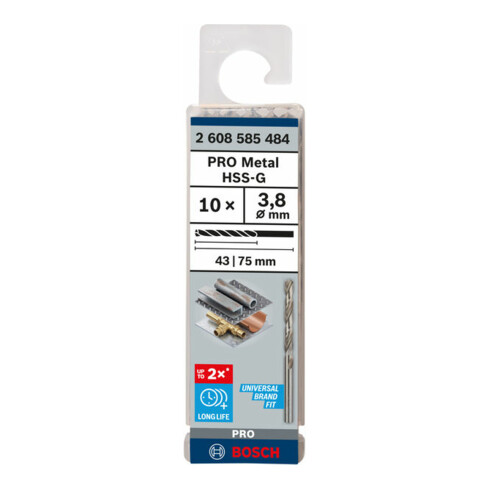 Bosch metaalboor HSS-G DIN 338 3,8 x 43 x 75 mm