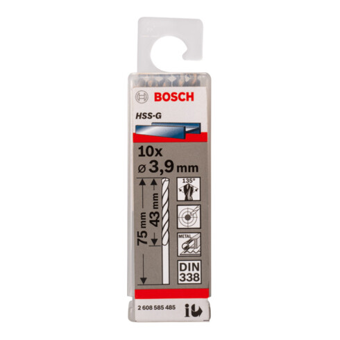 Bosch metaalboor HSS-G DIN 338 3,9 x 43 x 75 mm
