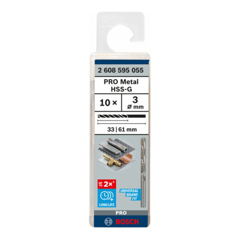 Bosch metaalboor HSS-G DIN 338 3 x 33 x 61 mm