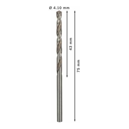 Bosch metaalboor HSS-G DIN 338 4,1 x 43 x 75 mm