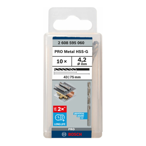 Bosch metaalboor HSS-G, DIN 338, 4,2 x 43 x 75 mm
