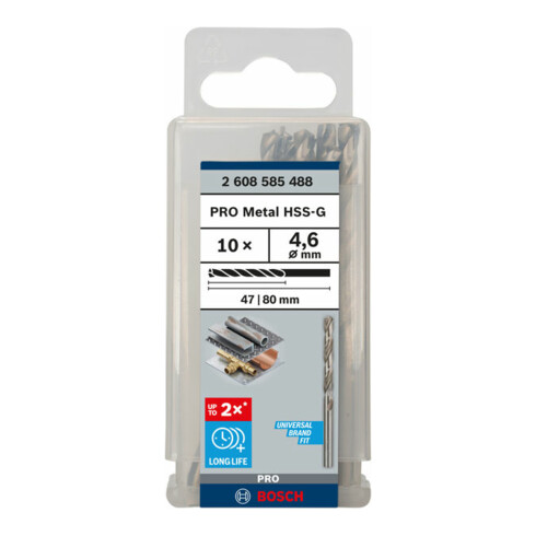 Bosch metaalboor HSS-G DIN 338 4,6 x 47 x 80 mm