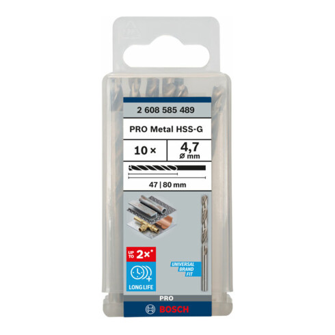 Bosch metaalboor HSS-G DIN 338 4,7 x 47 x 80 mm