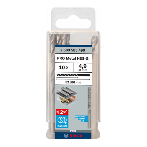 Bosch metaalboor HSS-G DIN 338 4,9 x 52 x 86 mm