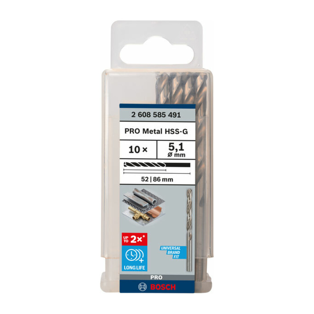 Bosch metaalboor HSS-G, DIN 338, 5,1 x 52 x 86 mm