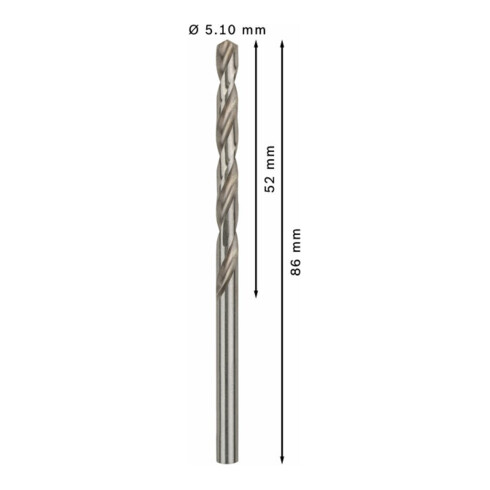Bosch metaalboor HSS-G, DIN 338, 5,1 x 52 x 86 mm