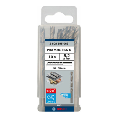 Bosch metaalboor HSS-G, DIN 338, 5,2 x 52 x 86 mm