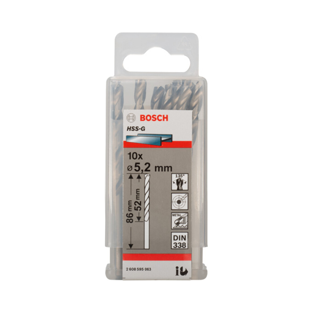 Bosch metaalboor HSS-G, DIN 338, 5,2 x 52 x 86 mm