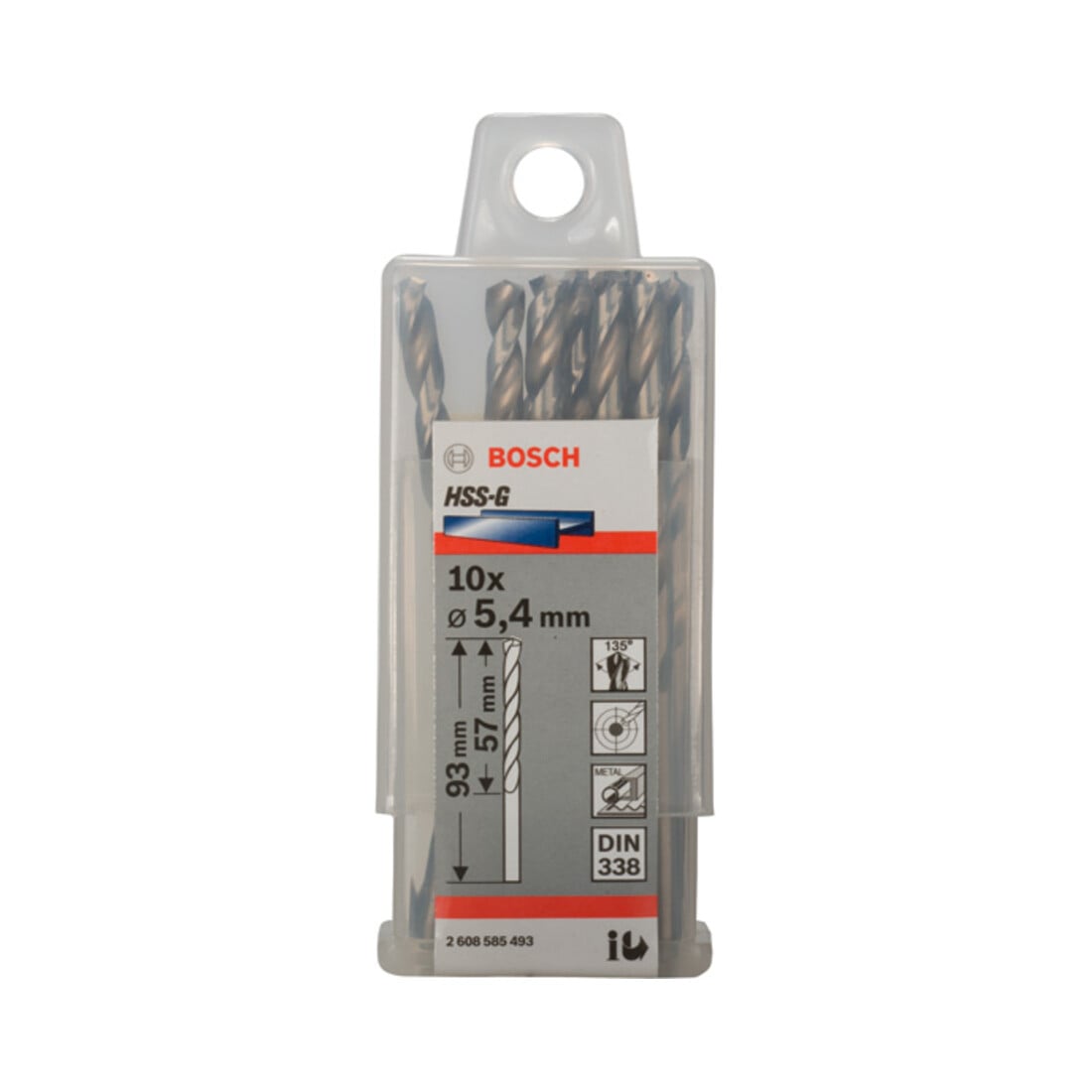 Bosch metaalboor HSS-G DIN 338 5,4 x 57 x 93 mm