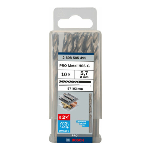 Bosch metaalboor HSS-G DIN 338 5,7 x 57 x 93 mm