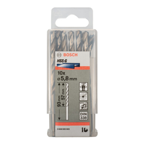 Bosch metaalboor HSS-G DIN 338 5,8 x 57 x 83 mm