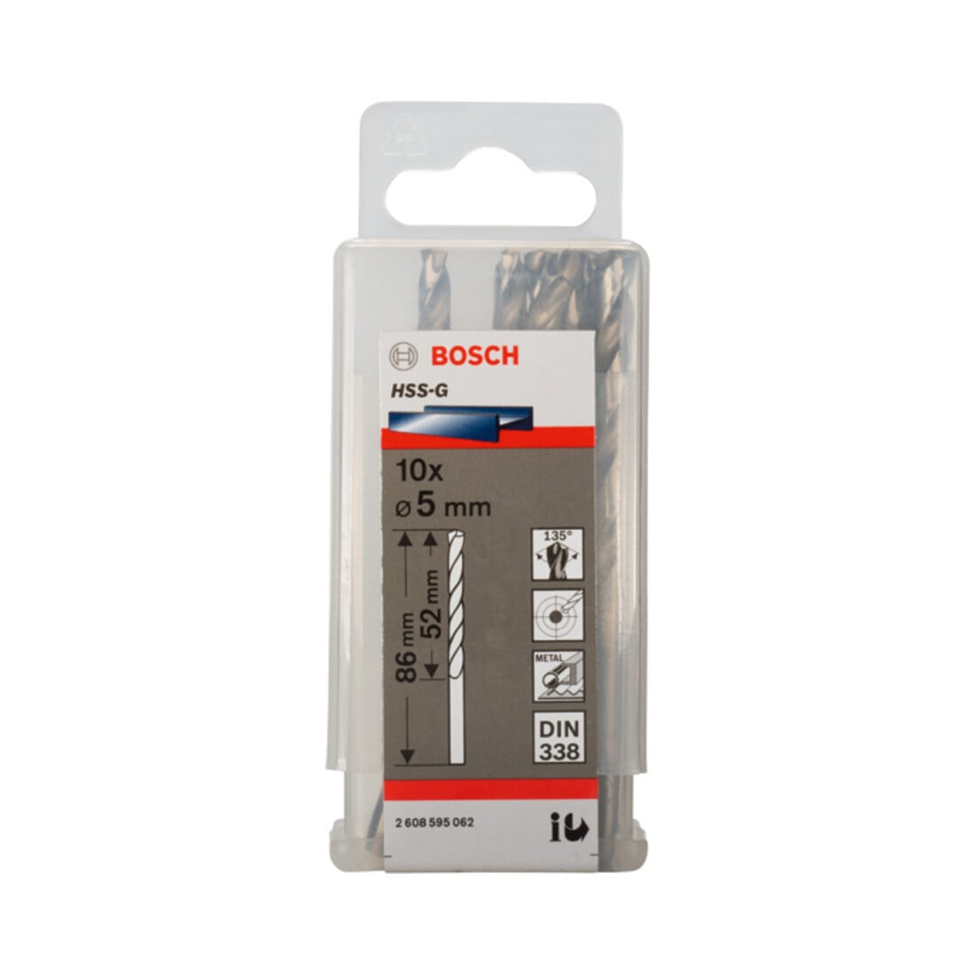 Bosch metaalboor HSS-G DIN 338 5 x 52 x 86 mm