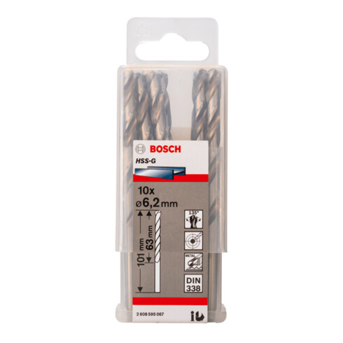 Bosch metaalboor HSS-G DIN 338 6,2 x 63 x 101 mm