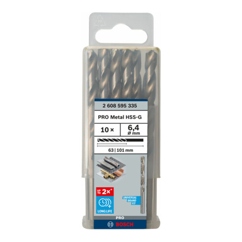 Bosch metaalboor HSS-G DIN 338 6,4 x 63 x 101 mm