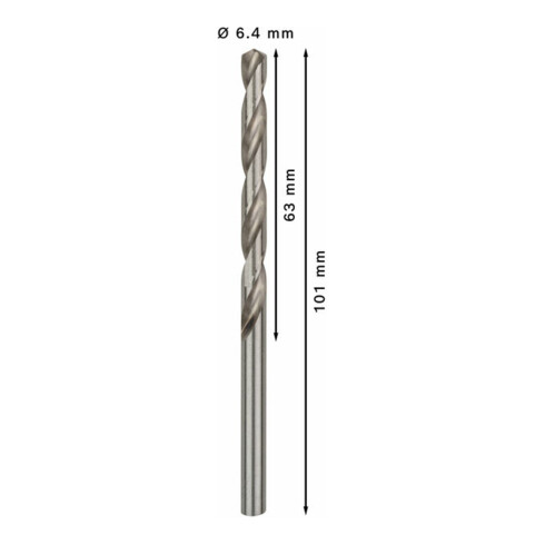 Bosch metaalboor HSS-G DIN 338 6,4 x 63 x 101 mm