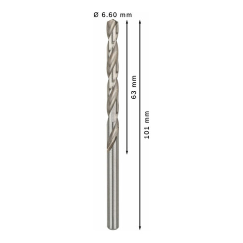 Bosch metaalboor HSS-G DIN 338 6,6 x 63 x 101 mm
