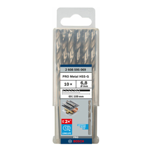 Bosch metaalboor HSS-G DIN 338 6,8 x 69 x 109 mm