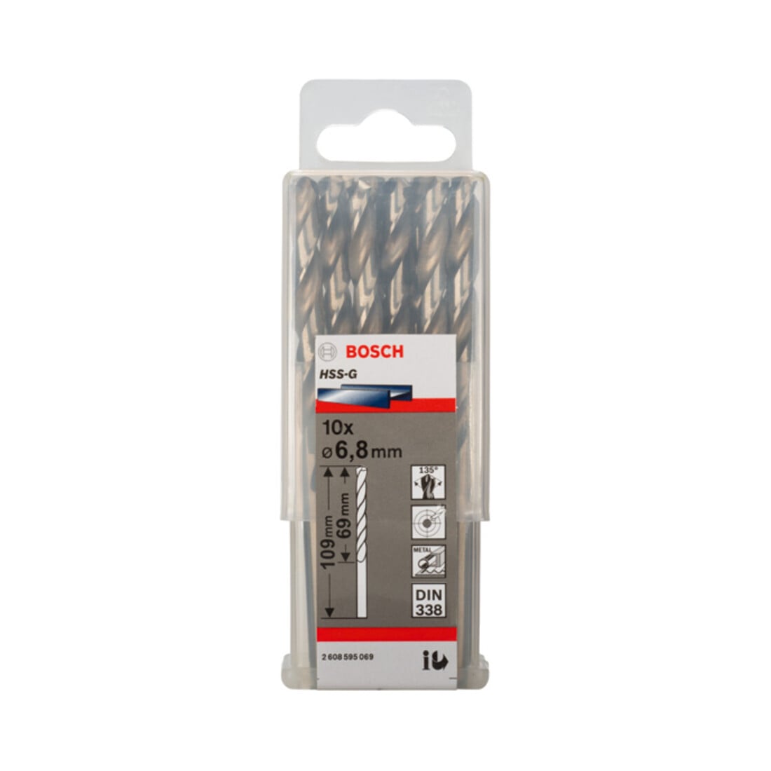 Bosch metaalboor HSS-G DIN 338 6,8 x 69 x 109 mm