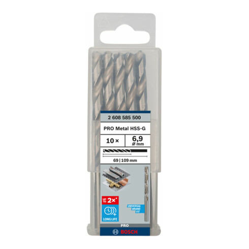 Bosch metaalboor HSS-G DIN 338 6,9 x 69 x 109 mm