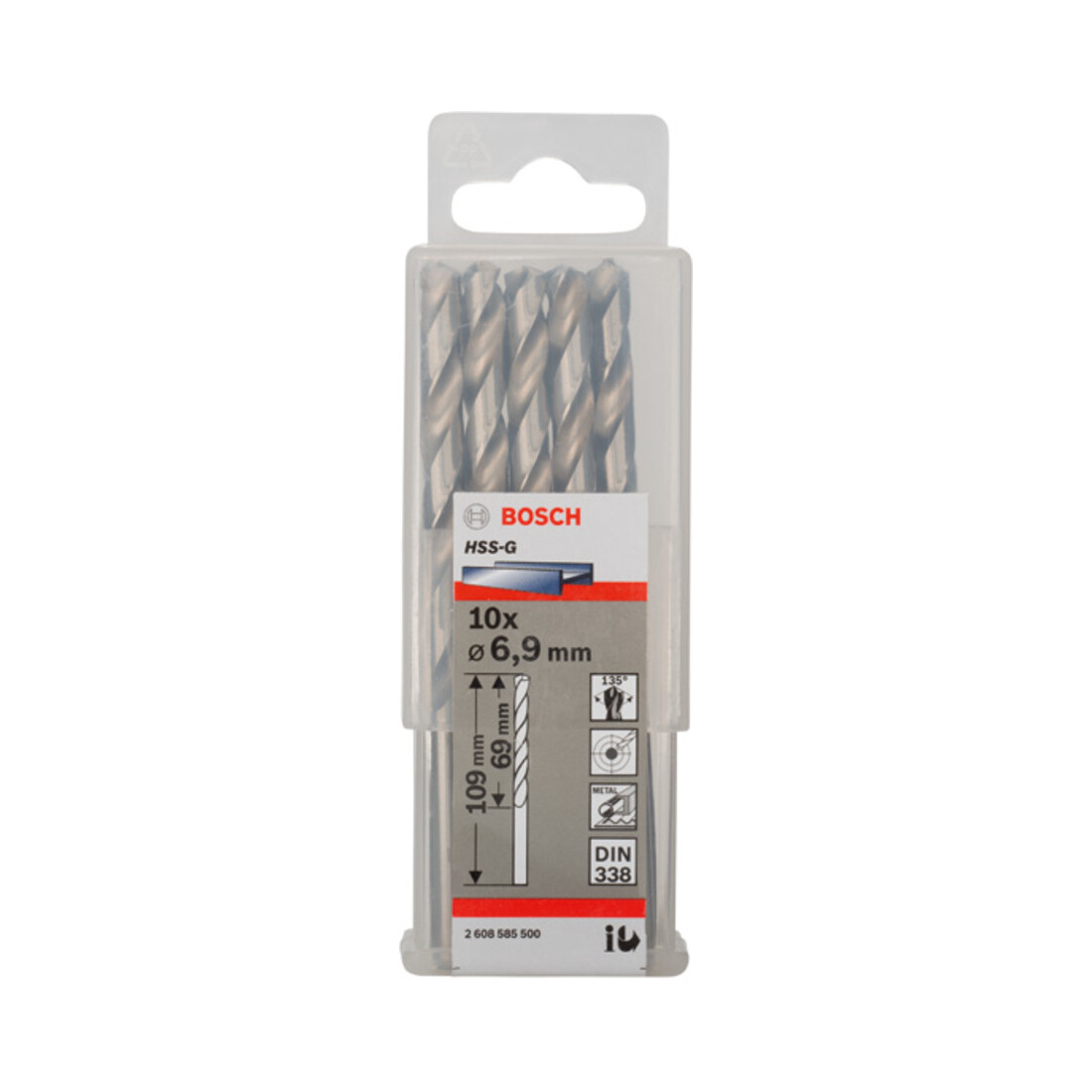Bosch metaalboor HSS-G DIN 338 6,9 x 69 x 109 mm