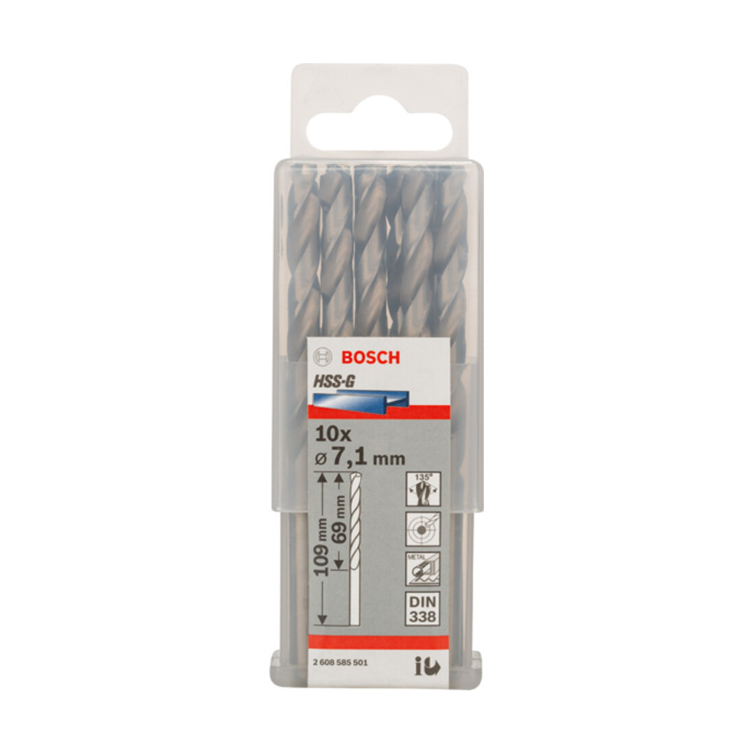 Bosch metaalboor HSS-G DIN 338 7,1 x 69 x 109 mm