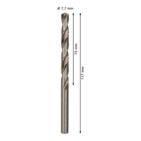 Bosch metaalboor HSS-G DIN 338 7,7 x 75 x 117 mm