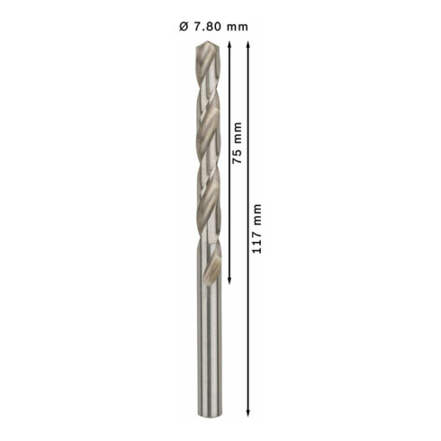 Bosch metaalboor HSS-G, DIN 338, 7,8 x 75 x 117 mm