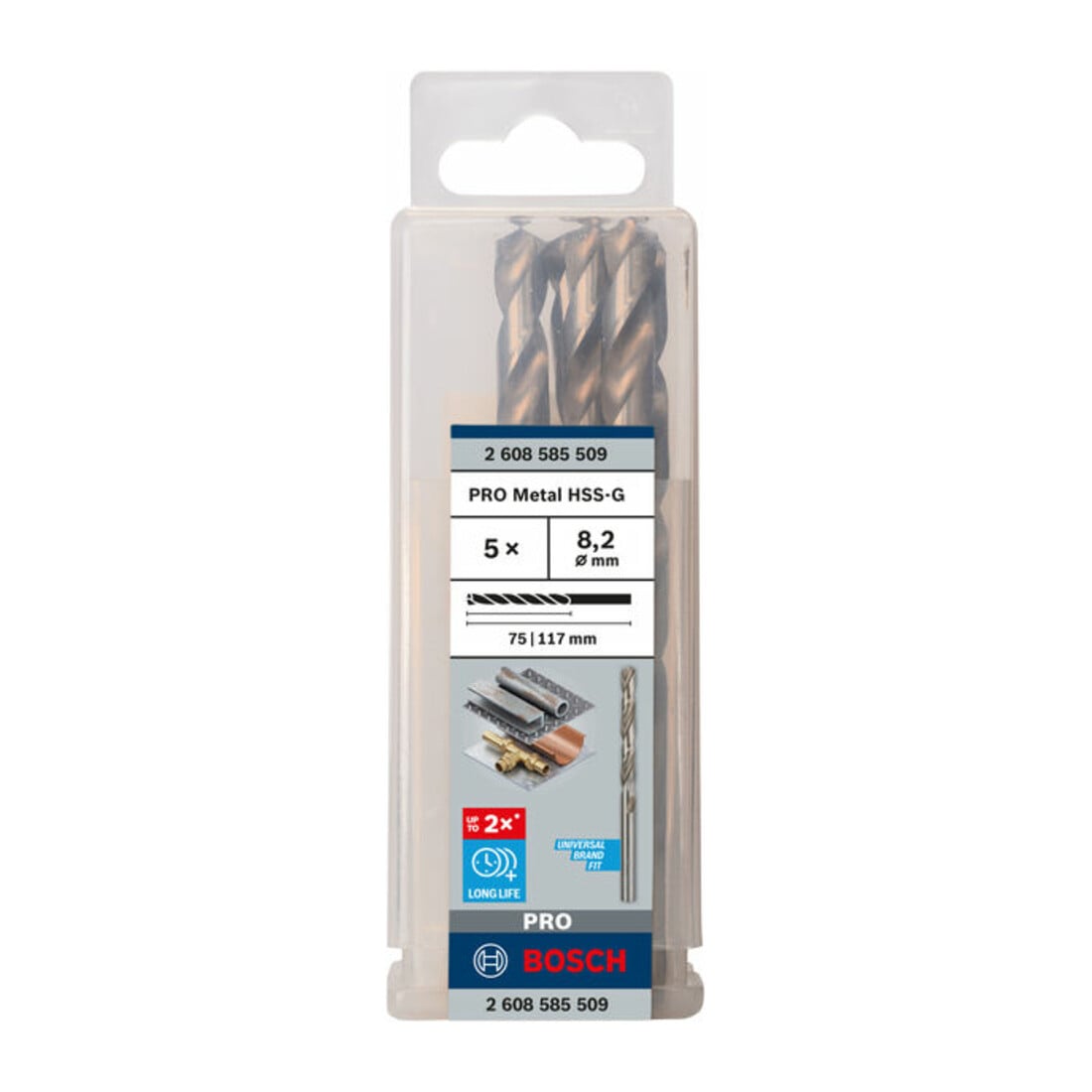 Bosch metaalboor HSS-G DIN 338 8,2 x 75 x 117 mm