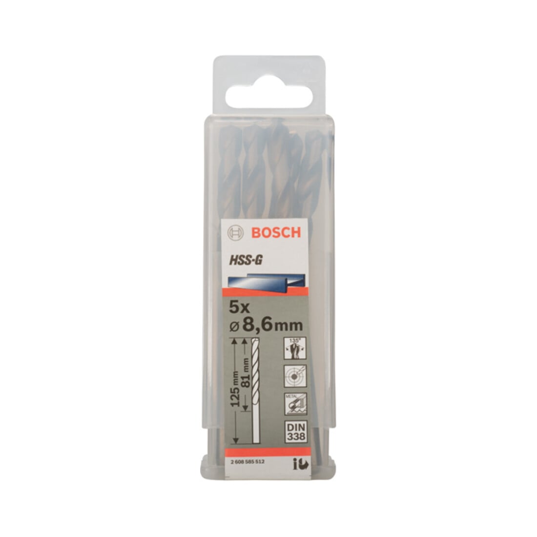 Bosch metaalboor HSS-G DIN 338 8,6 x 81 x 125 mm