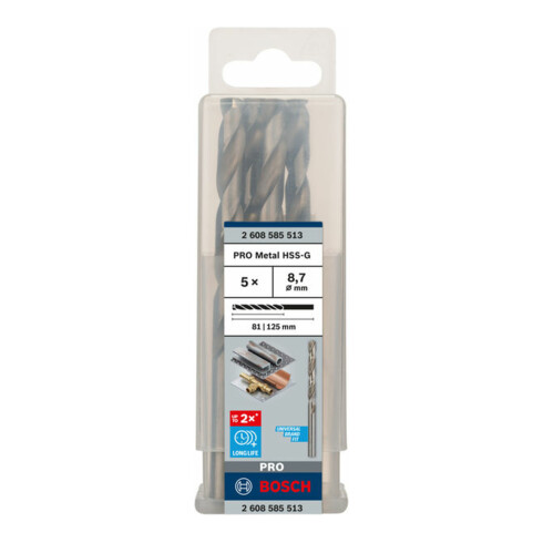 Bosch metaalboor HSS-G DIN 338 8,7 x 81 x 125 mm