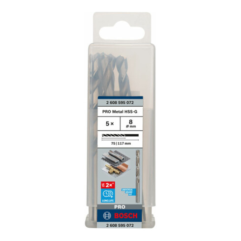 Bosch metaalboor HSS-G, DIN 338, 8 x 75 x 117 mm