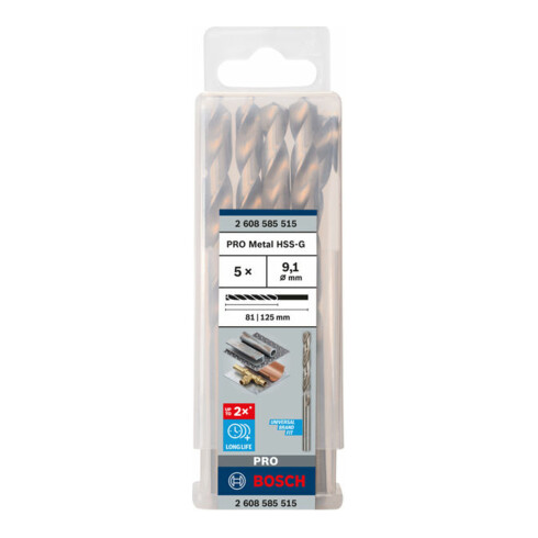 Bosch metaalboor HSS-G DIN 338 9,1 x 81 x 125 mm
