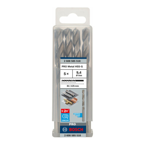 Bosch metaalboor HSS-G DIN 338 9,4 x 81 x 125 mm
