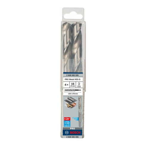 Bosch metaalboor HSS-G DIN 338 met gereduceerde schacht 16 x 120 x 178 mm