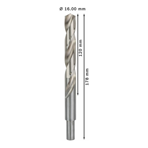 Bosch metaalboor HSS-G DIN 338 met gereduceerde schacht 16 x 120 x 178 mm