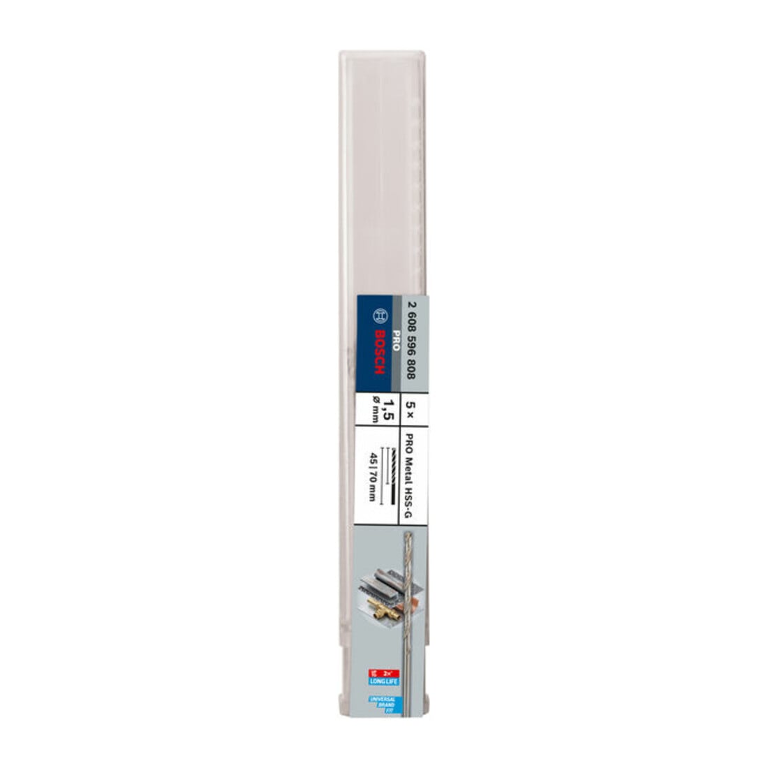 Bosch metaalboor HSS-G DIN 340 1,5 x 45 x 70 mm