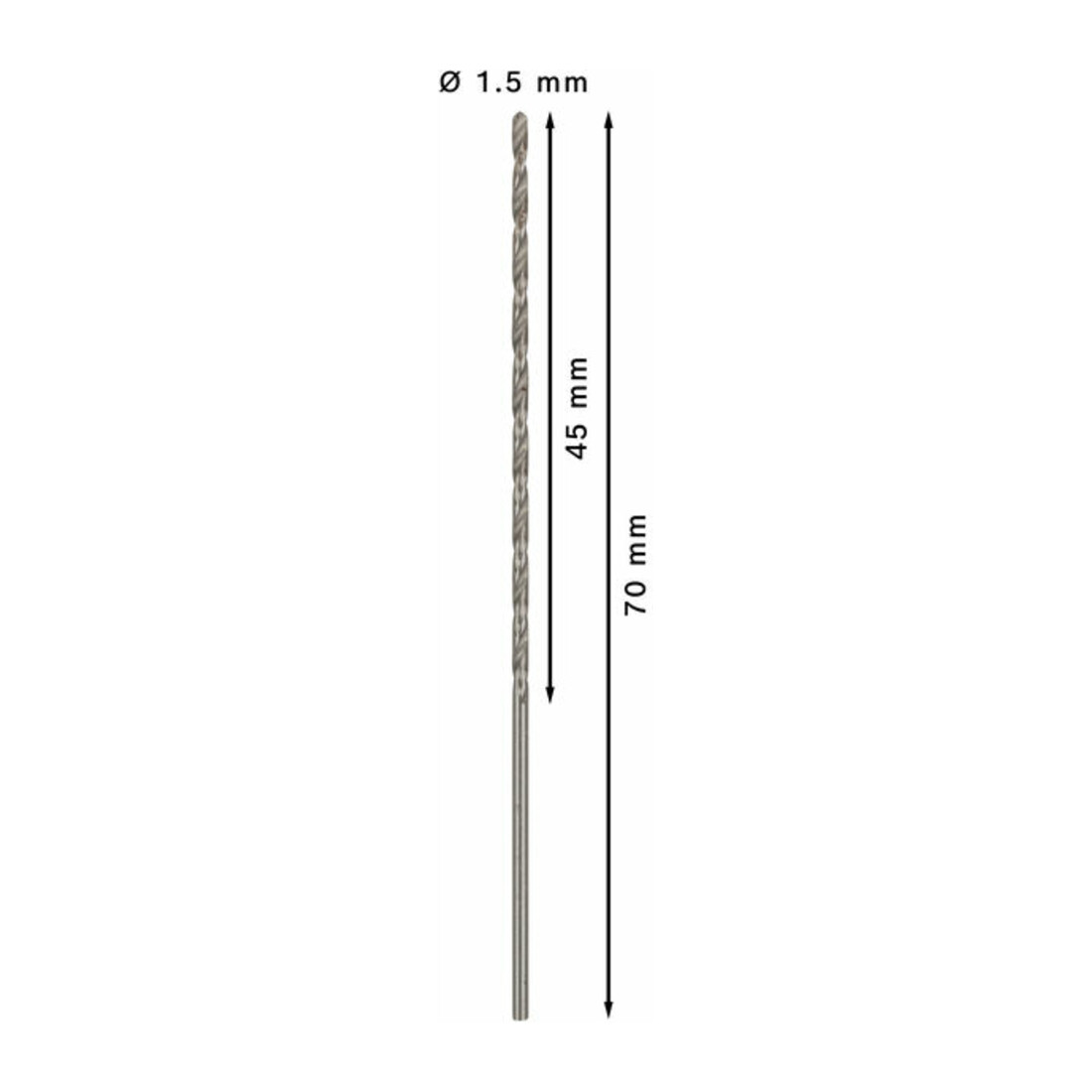 Bosch metaalboor HSS-G DIN 340 1,5 x 45 x 70 mm