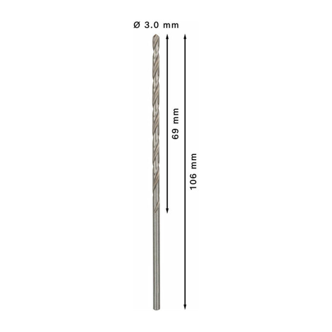 Bosch metaalboor HSS-G DIN 340 3,2 x 69 x 106 mm