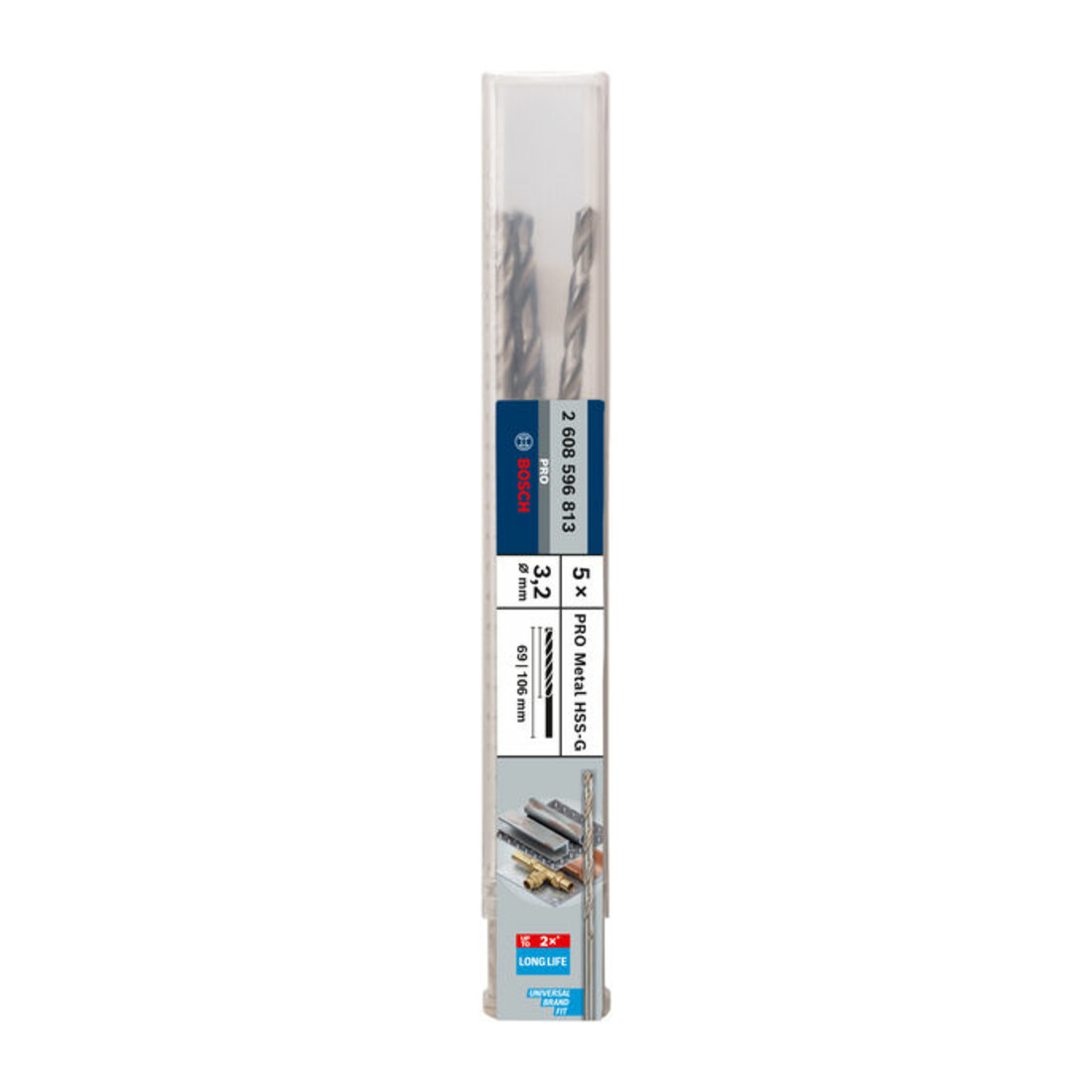 Bosch metaalboor HSS-G DIN 340 3,2 x 69 x 106 mm