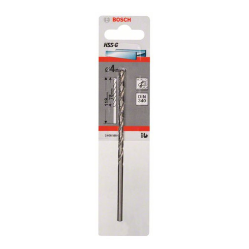 Bosch metaalboor HSS-G DIN 340 4 x 78 x 119 mm