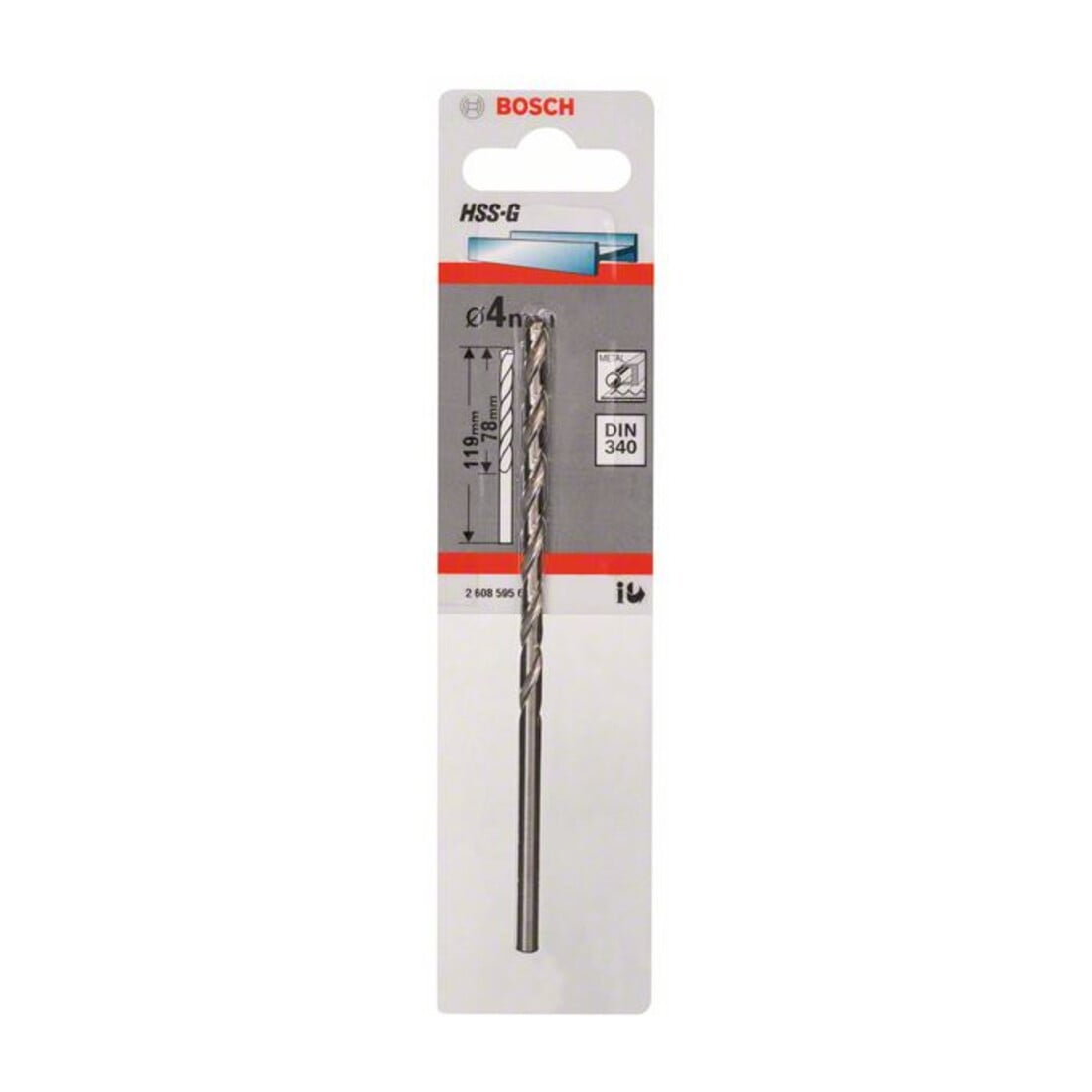 Bosch metaalboor HSS-G DIN 340 4 x 78 x 119 mm