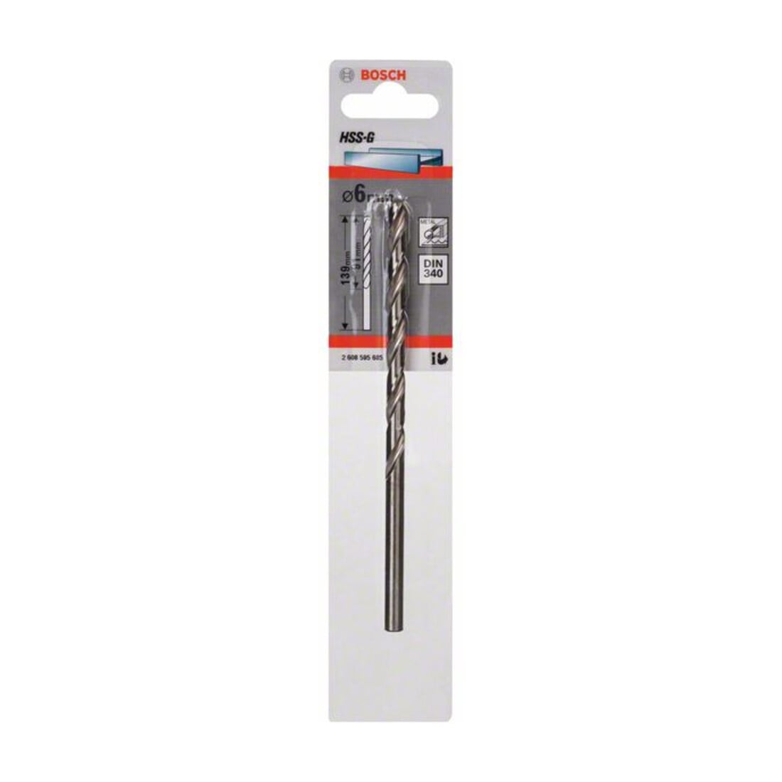 Bosch metaalboor HSS-G, DIN 340, 6 x 91 x 139 mm