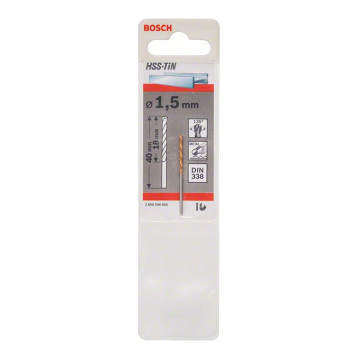 Bosch metaalboor HSS-TiN DIN 338 1,5 x 18 x 40 mm