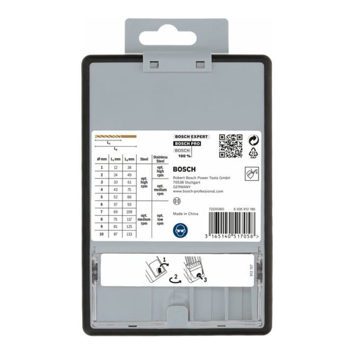 Bosch metaalboor set Robust Line HSS-Co DIN 135 135°, 10 stuks 1 - 10 mm