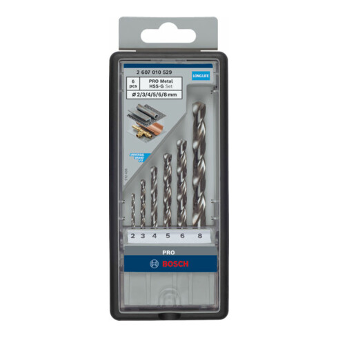 Bosch metaalboor set Robust Line HSS-G DIN 135 135°, 6 stuks 2 - 8 mm
